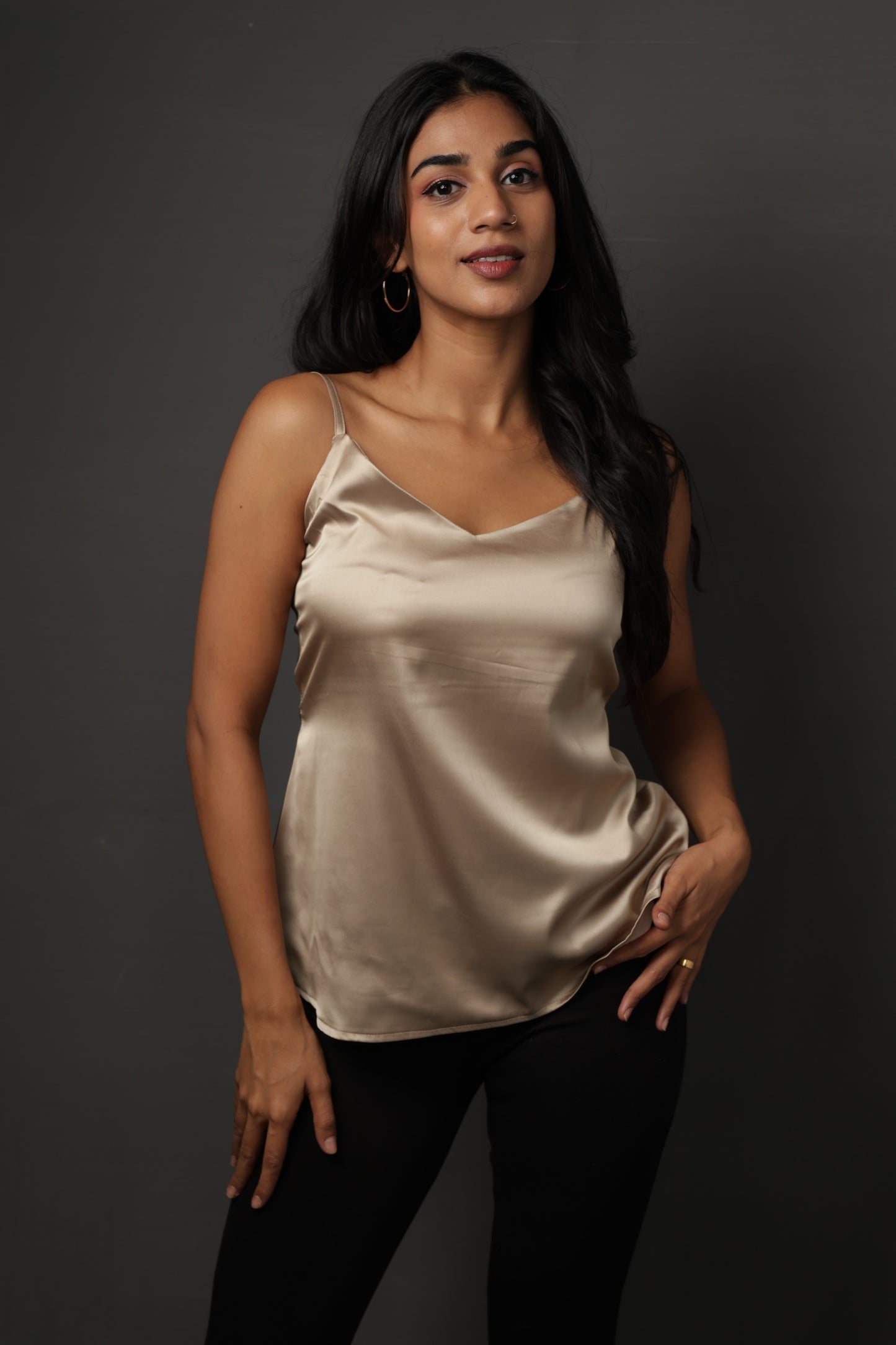 Vivienne V-neck Cami top - Champagne Gold