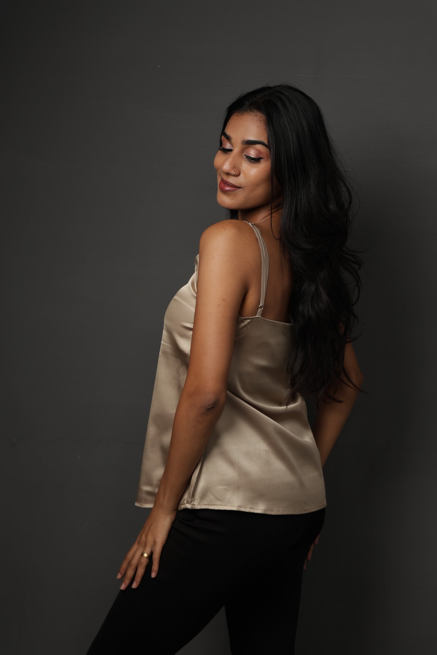 Vivienne V-neck Cami top - Champagne Gold