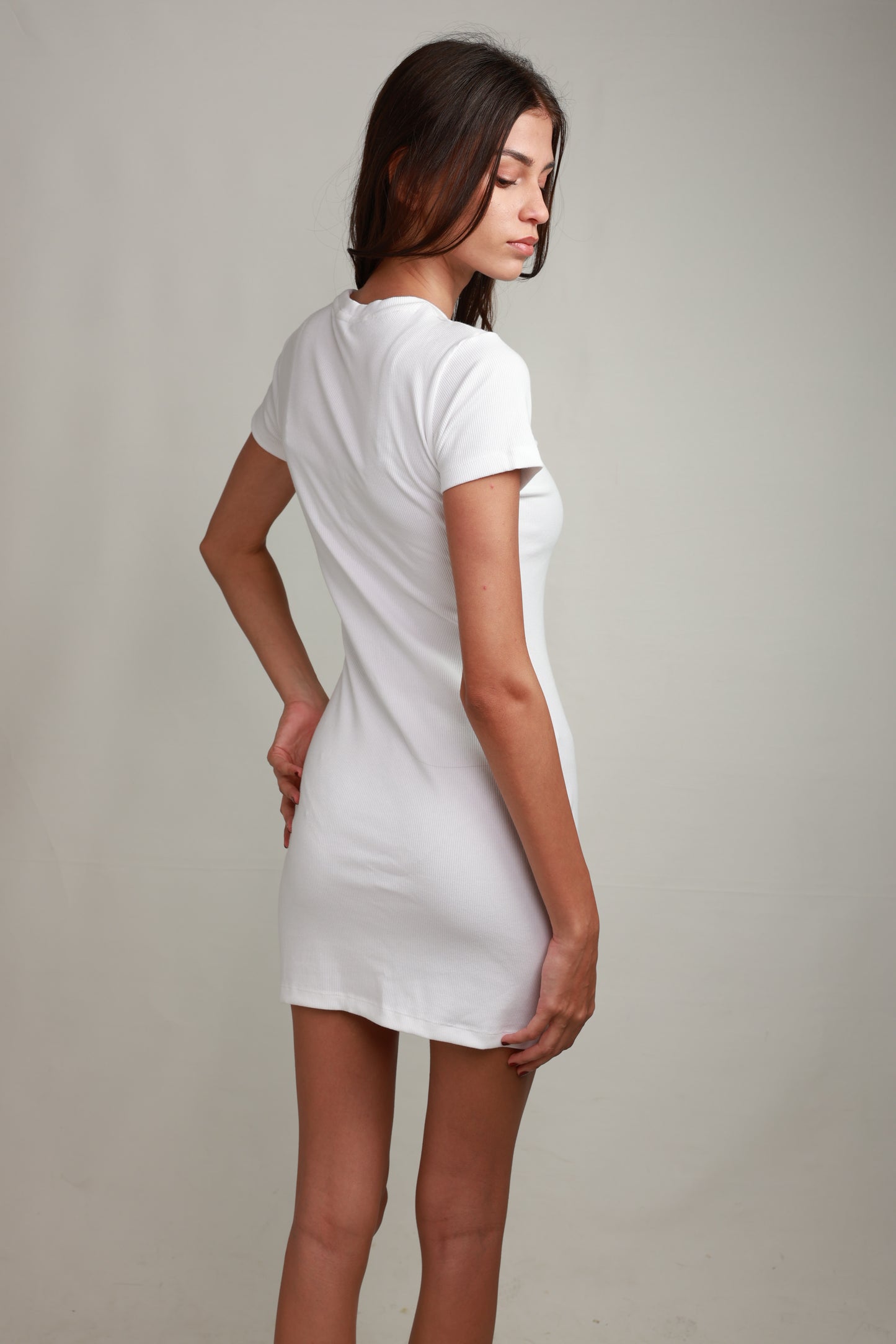 Zahra Short-Sleeve Mini Dress - Snowfall White