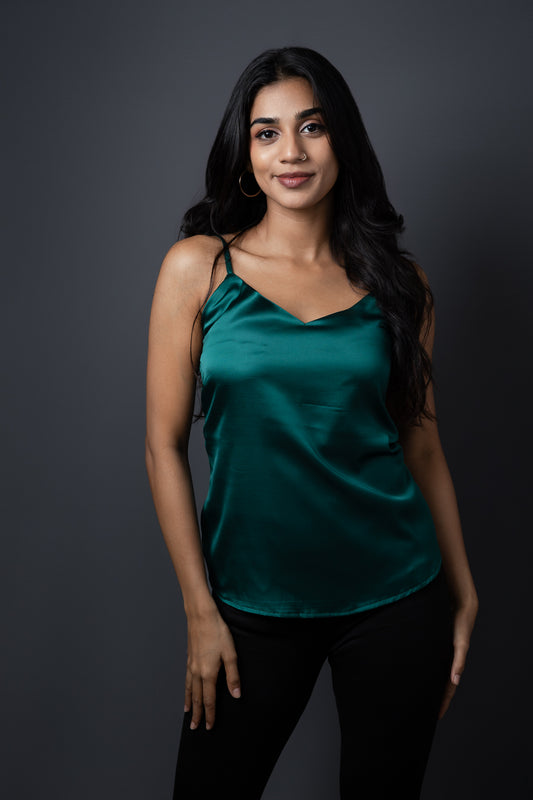 Vivienne V-neck Cami top - Emerald Green