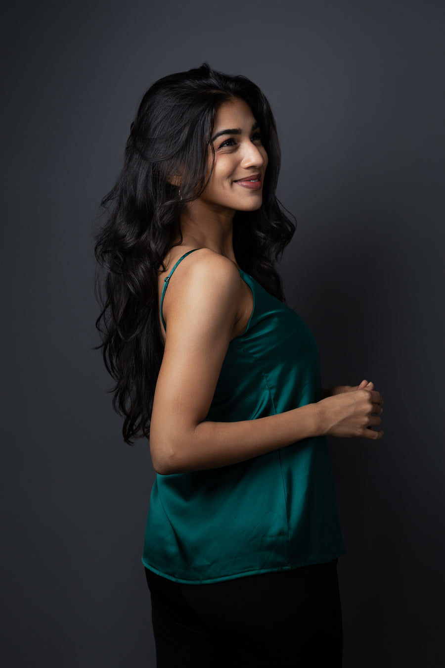 Vivienne V-neck Cami top - Emerald Green