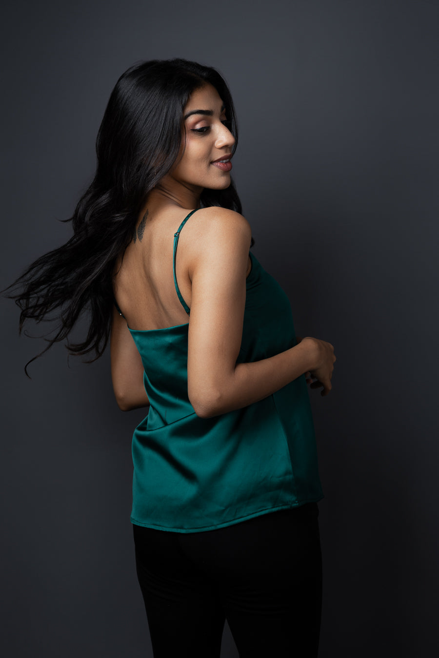 Vivienne V-neck Cami top - Emerald Green