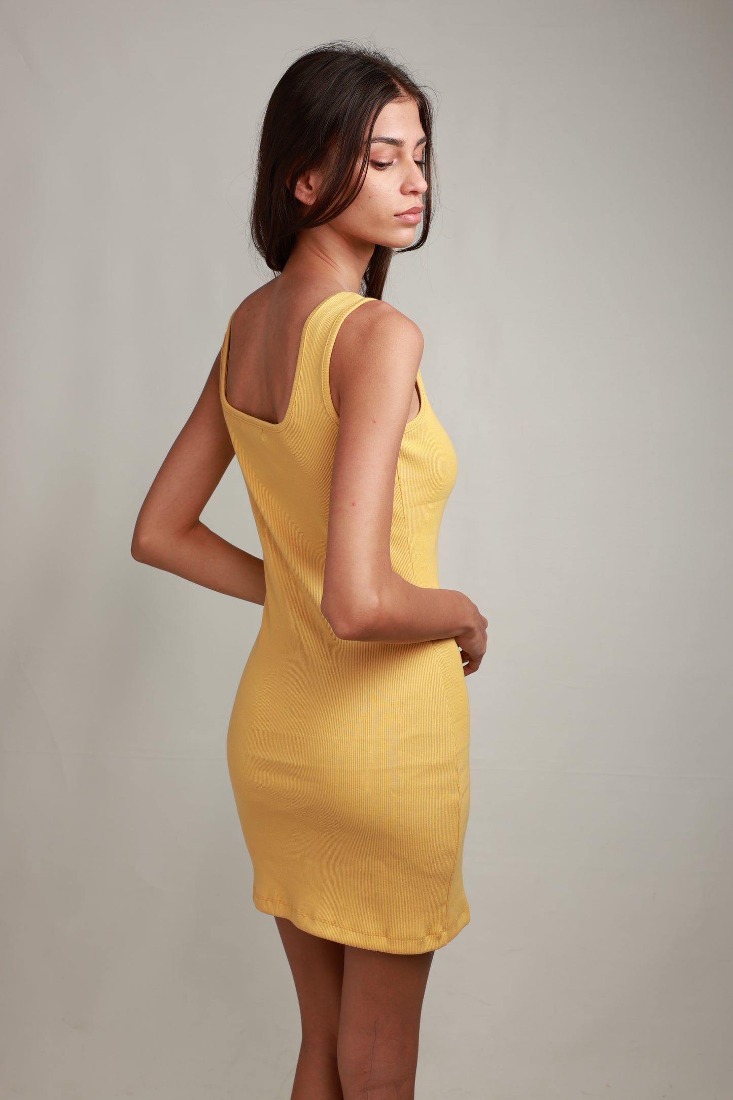 Leila Sleeveless Mini Dress - Mellow Yellow
