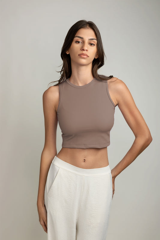 Ariana Rib Tank Top - Coffee Brown