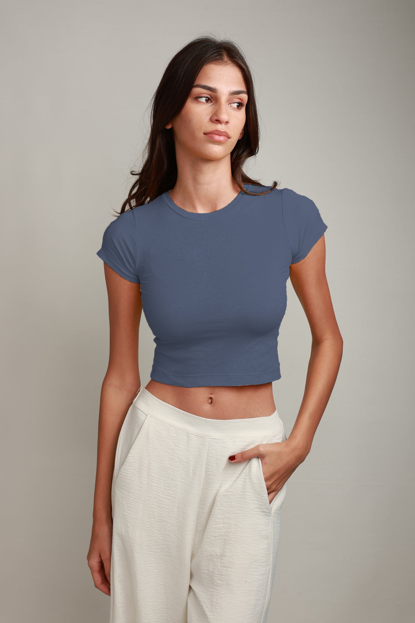 Kyra Crew-neck Top - Dusk Blue