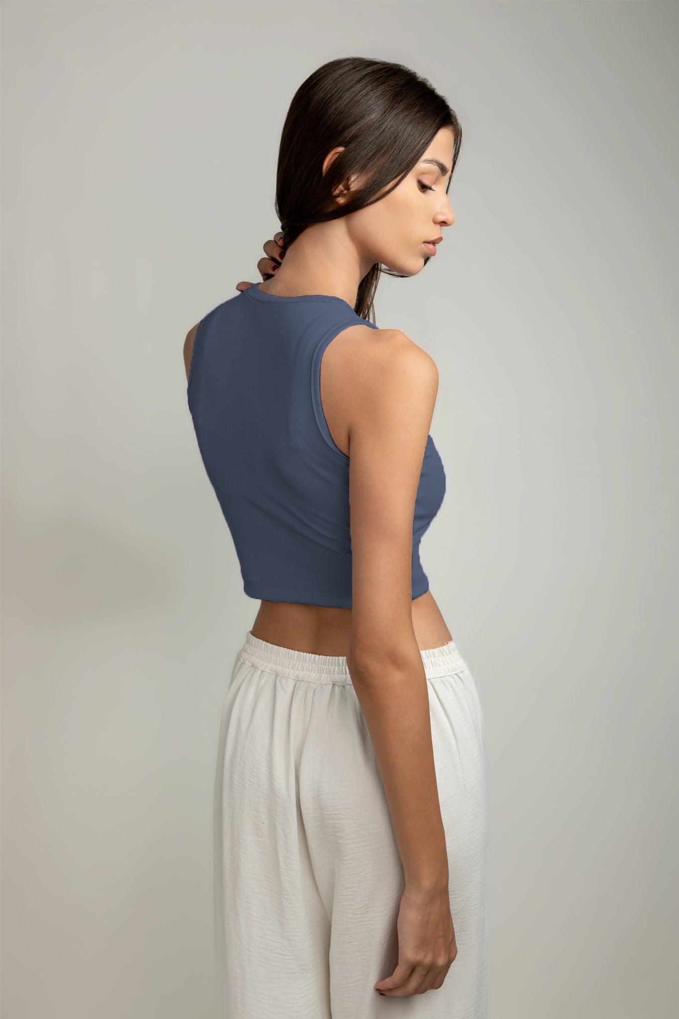 Ariana Rib Tank Top - Dusk Blue