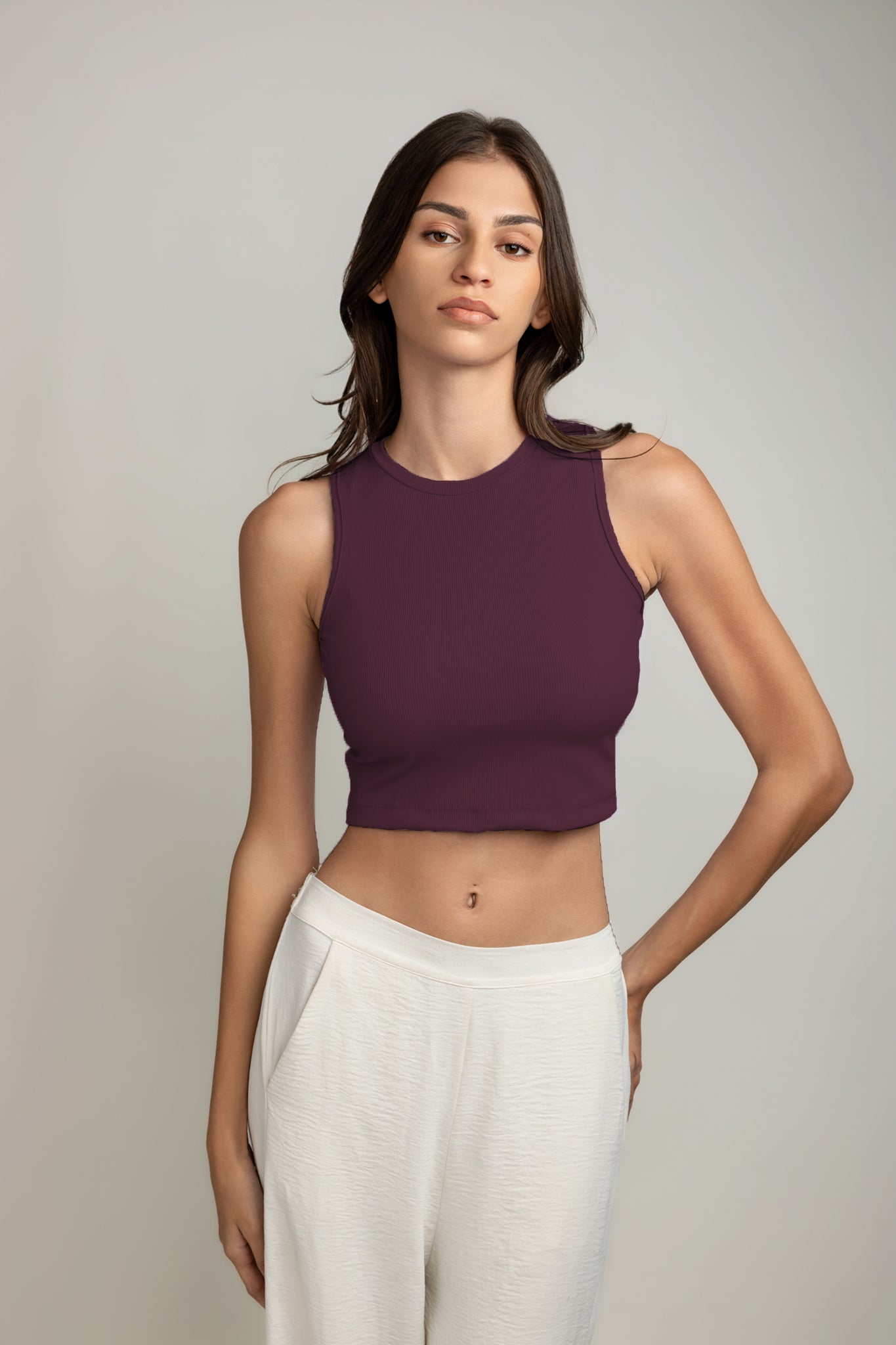 Ariana Rib Tank Top - Plum Purple