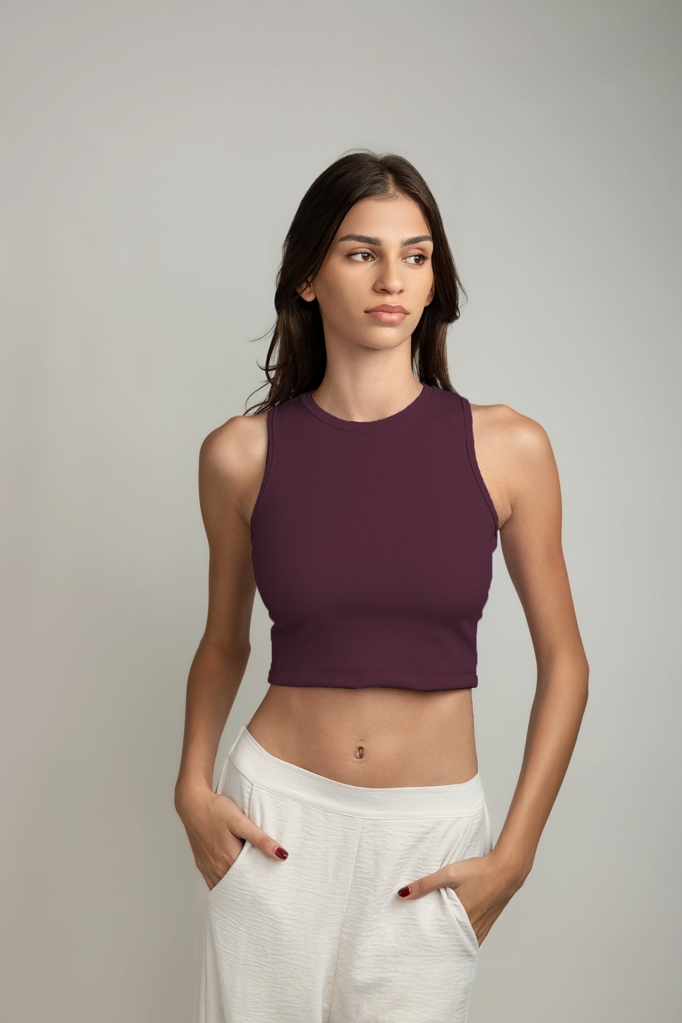Ariana Rib Tank Top - Plum Purple
