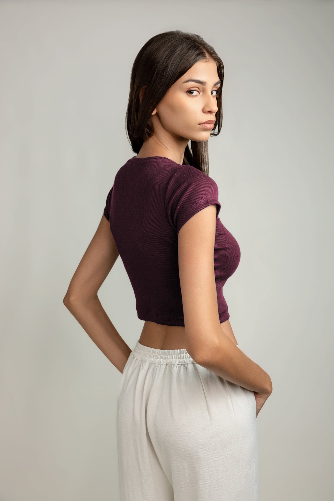 Kyra Crew-neck Top - Plum Purple