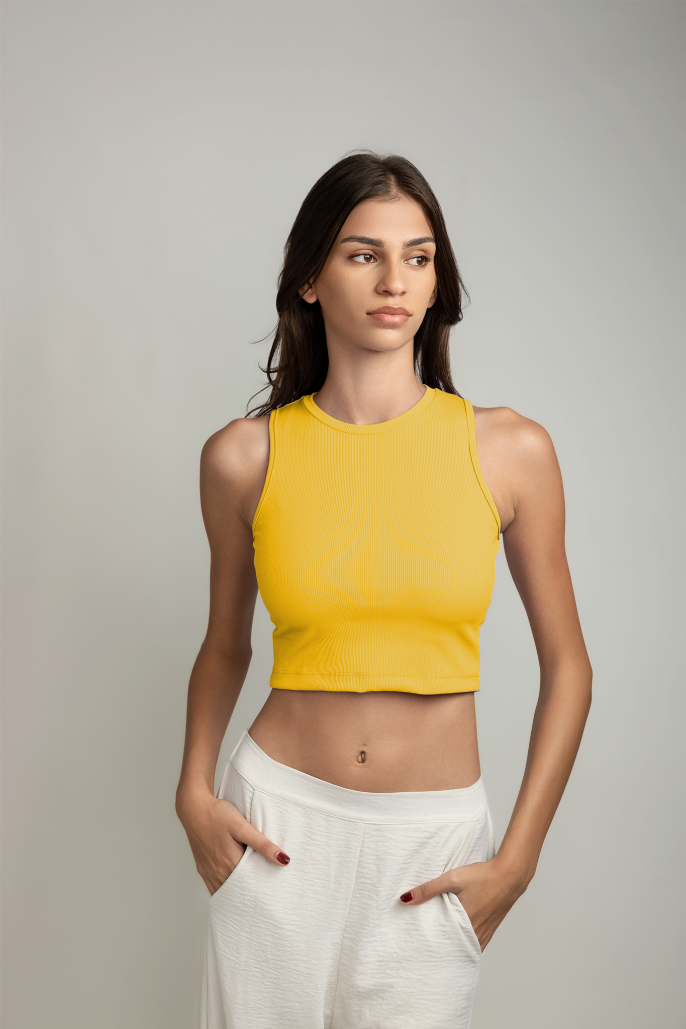 Ariana Rib Tank Top - Buttercup Yellow