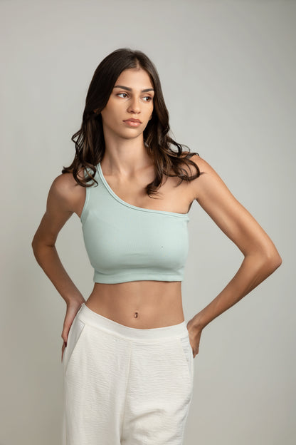 Zari One-shoulder Top - Peppermint Green