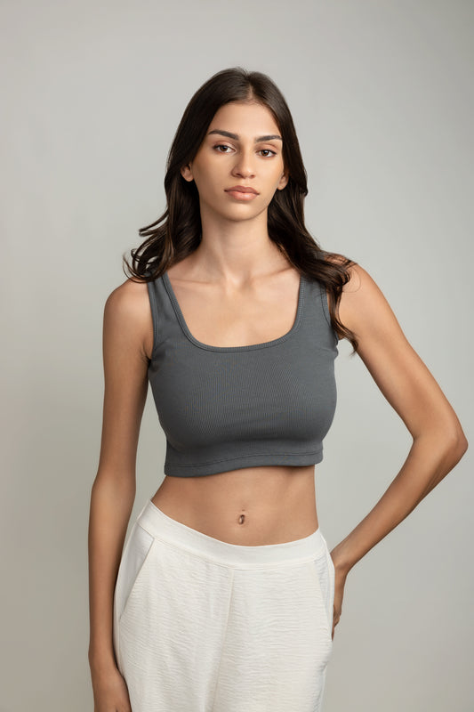 Darya Wide-strap Top - Eclipse Gray