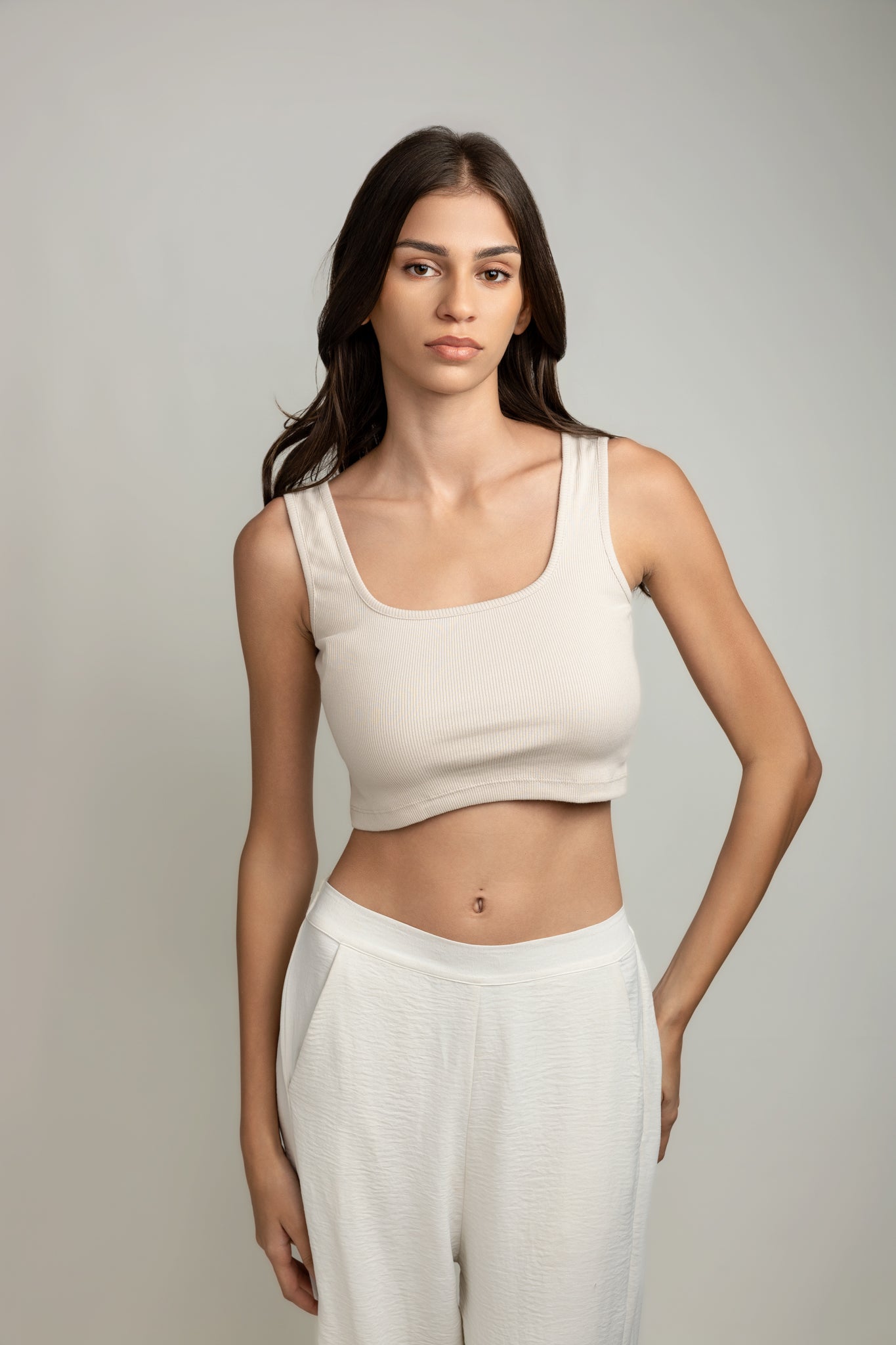 Darya Wide-strap Top - Sandstone Beige