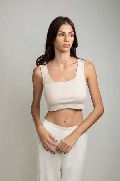 Darya Wide-strap Top - Sandstone Beige