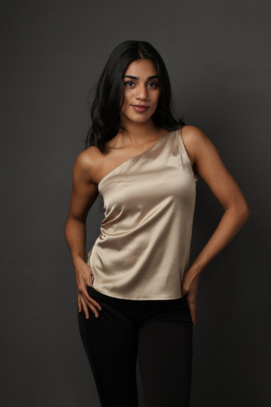 Selene One-shoulder top - Champagne Gold