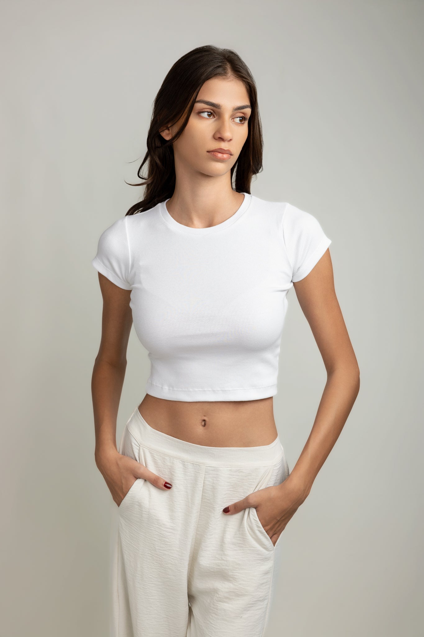 Kyra Crew-neck Top - Snowfall white