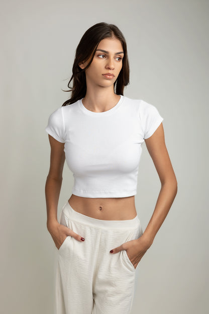 Kyra Crew-neck Top - Snowfall white