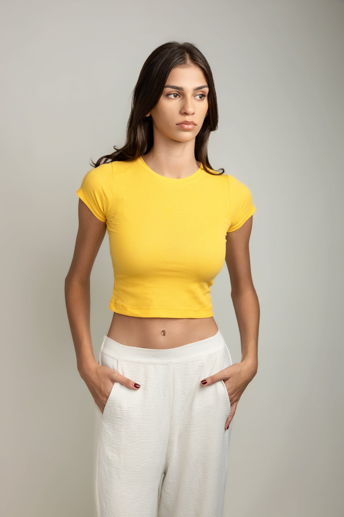 Kyra Crew-neck Top - Buttercup Yellow