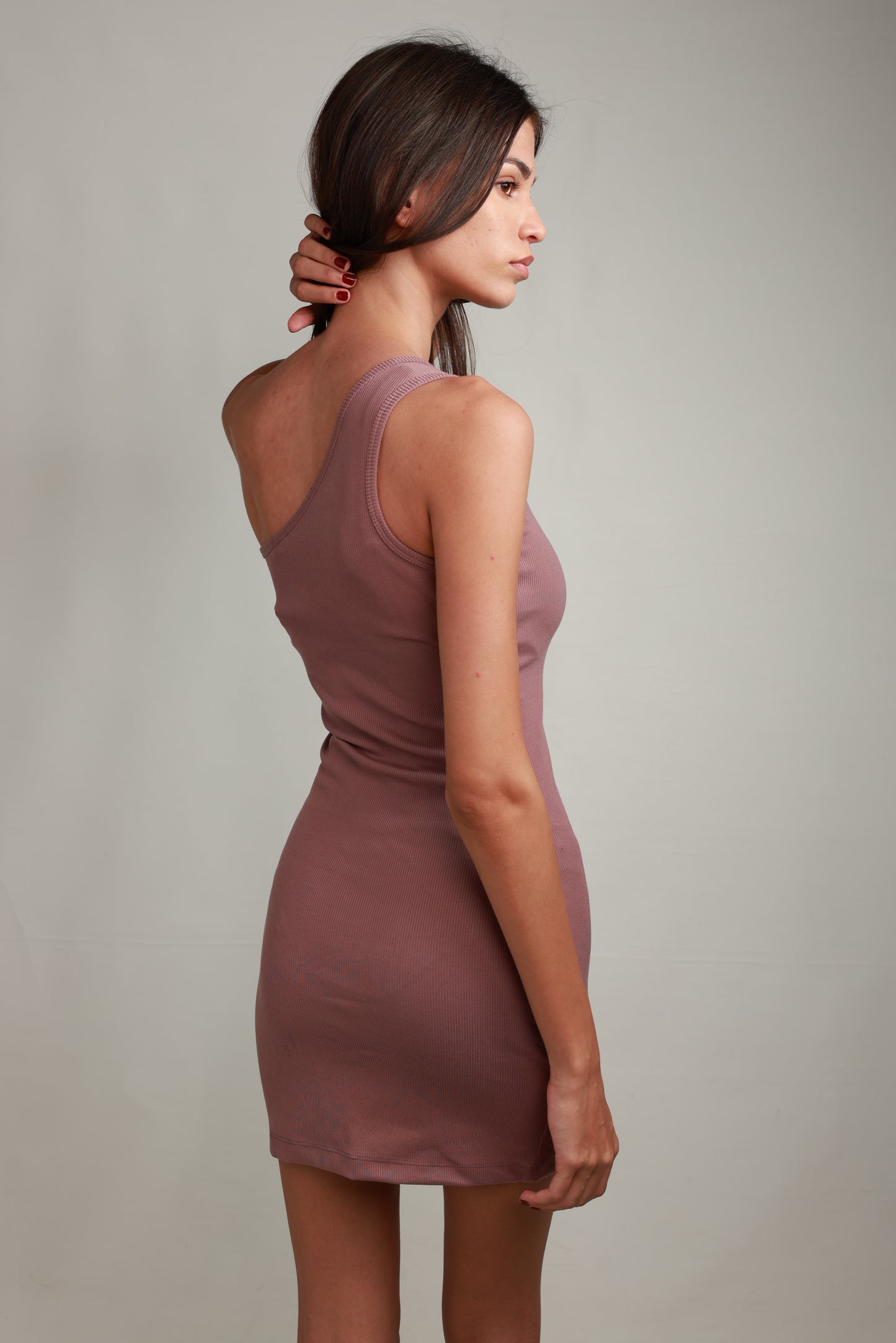 Kiana One-Shoulder Mini Dress - Peachy Pink