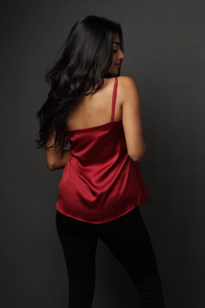 Vivienne V-neck Cami top - Ruby Red