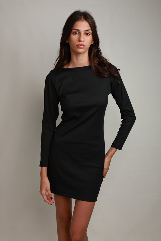 Zaina Long-Sleeve Mini Dress - Classic Black