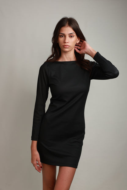 Zaina Long-Sleeve Mini Dress - Classic Black