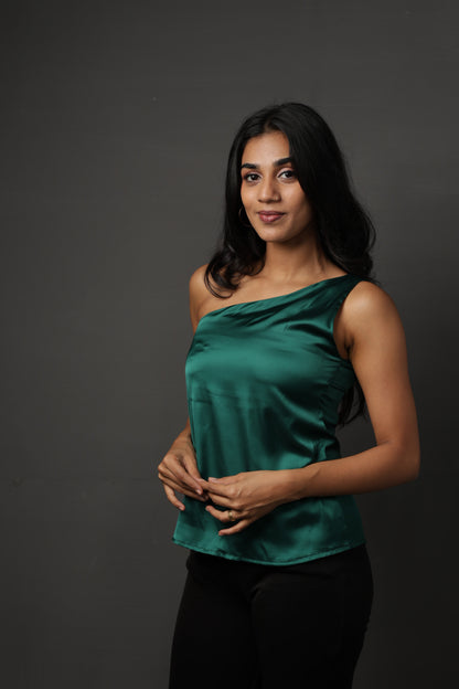 Selene One-shoulder top - Emerald Green