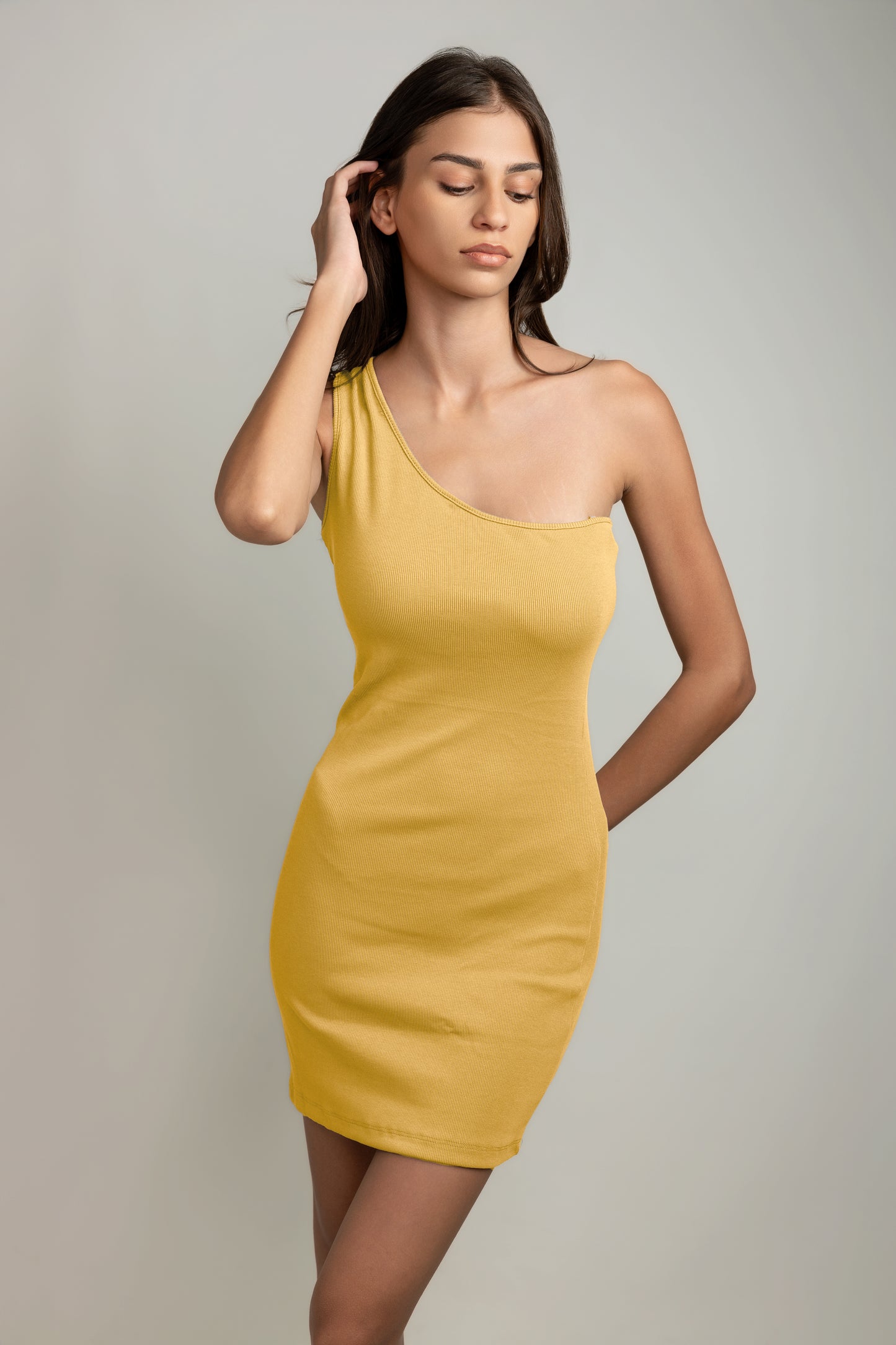 Kiana One-Shoulder Mini Dress - Mellow Yellow