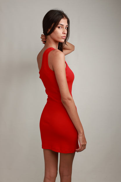 Kiana One-Shoulder Mini Dress - Wineberry Red