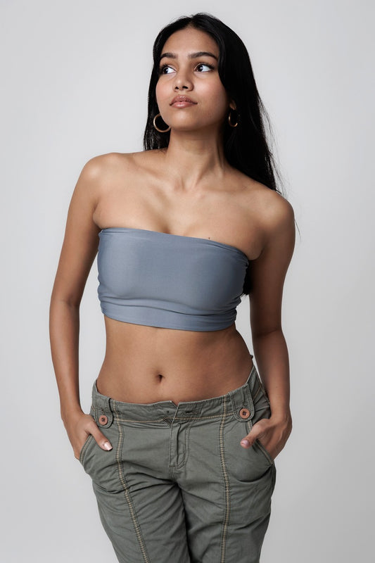 Stretch-Fit Tube Tops - Silver Blue