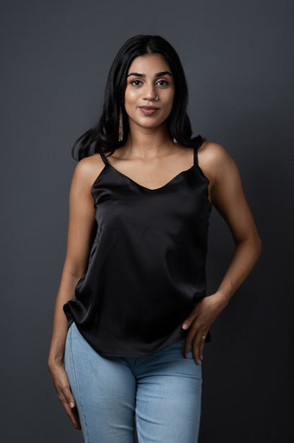 Vivienne V-neck Cami top - Sapphire Black