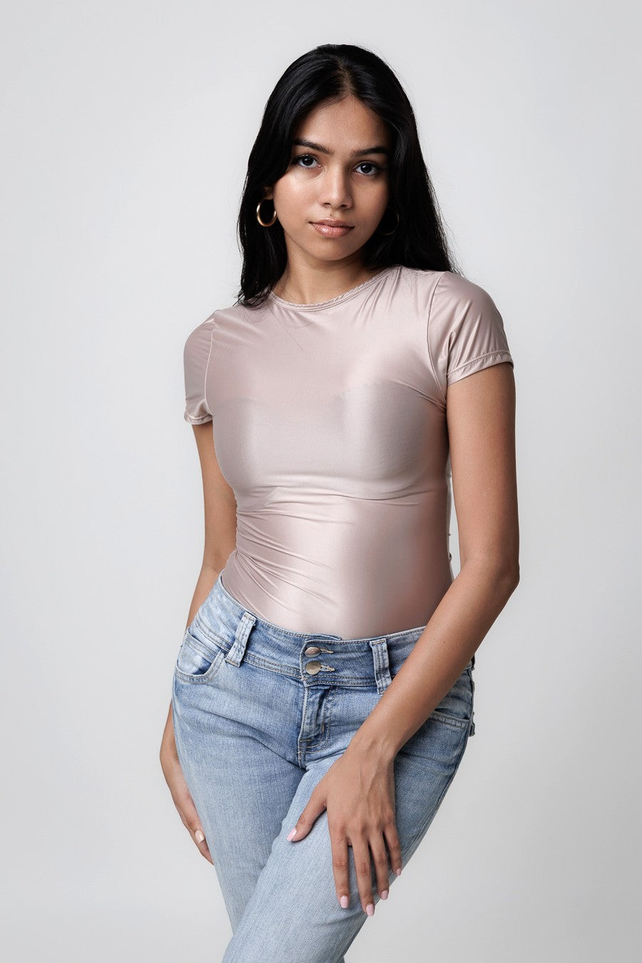 Basic Tee Bodysuit - Blush Nude