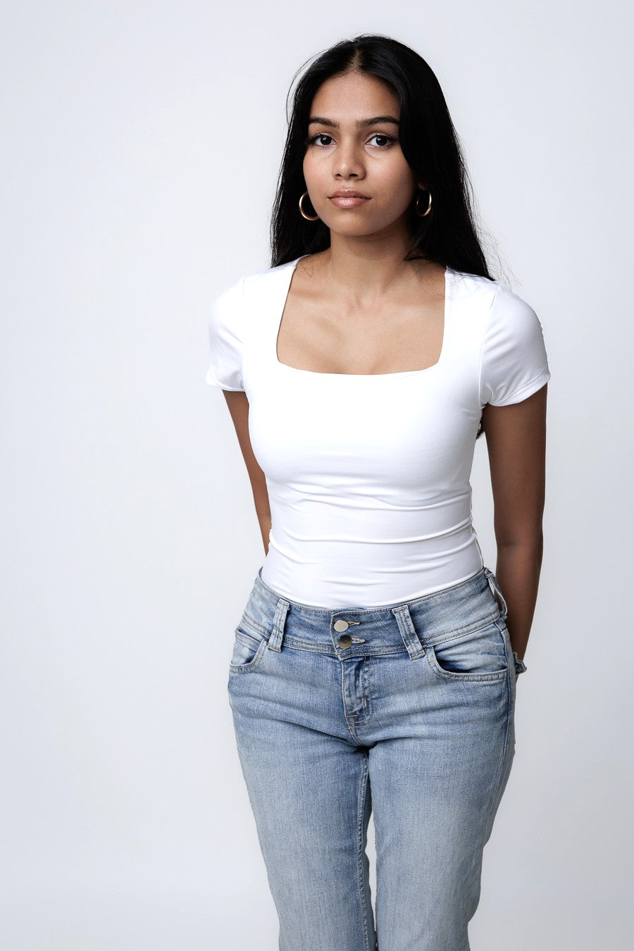 Square-Neck Bodysuit - Snowfall White