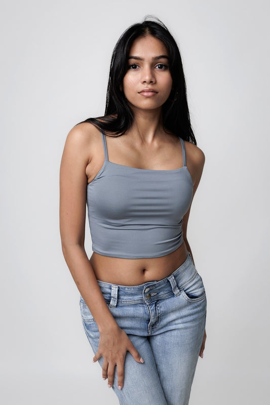 Stretch-Fit Cami Tops - Silver Blue