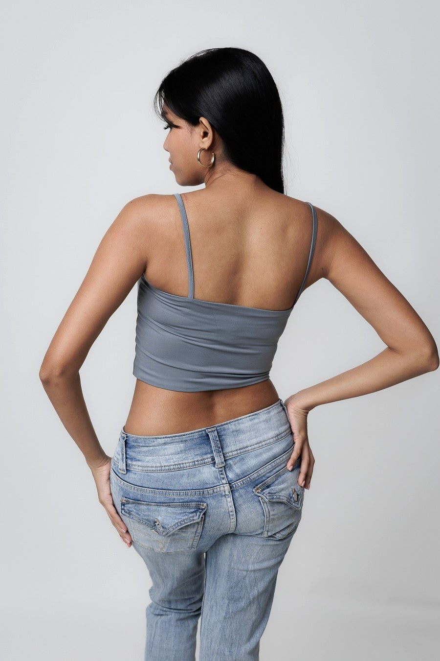 Stretch-Fit Cami Tops - Silver Blue