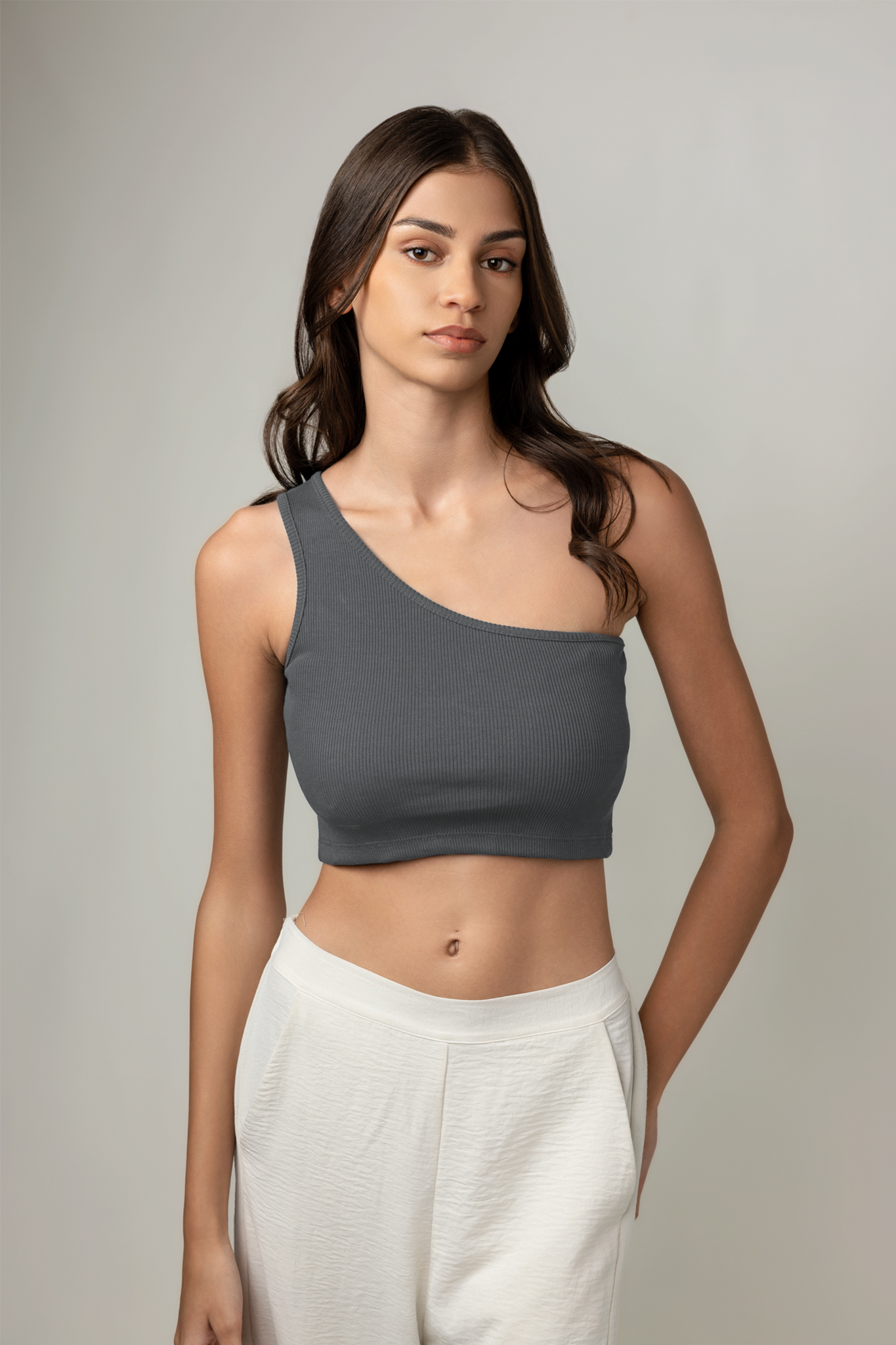 Zari One-shoulder Top - Eclipse Gray