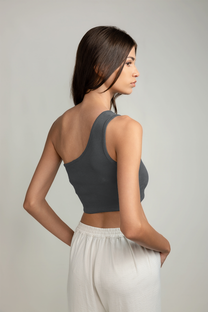 Zari One-shoulder Top - Eclipse Gray