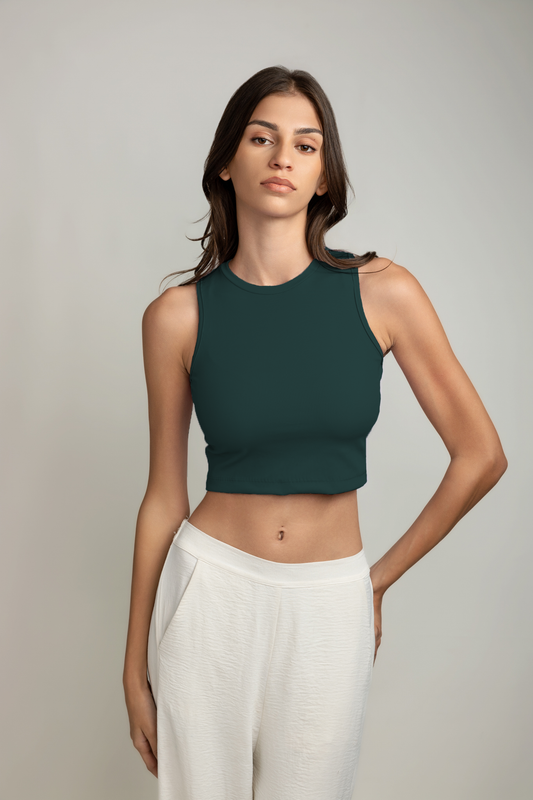 Ariana Rib Tank Top - Hunter Green