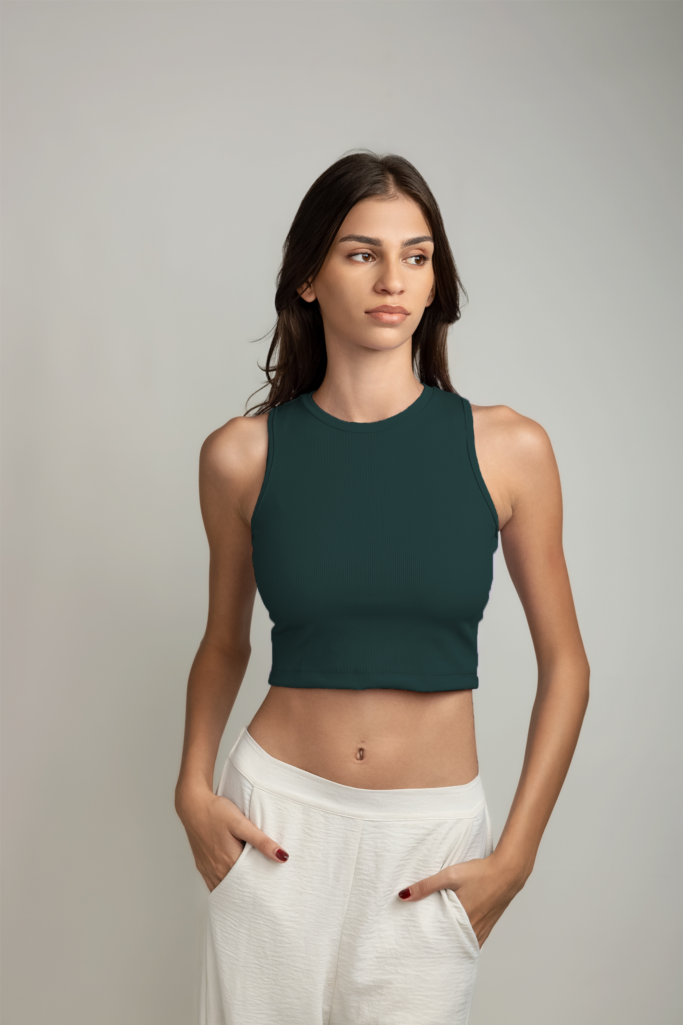 Ariana Rib Tank Top - Hunter Green