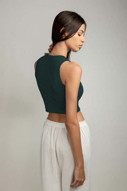 Ariana Rib Tank Top - Hunter Green