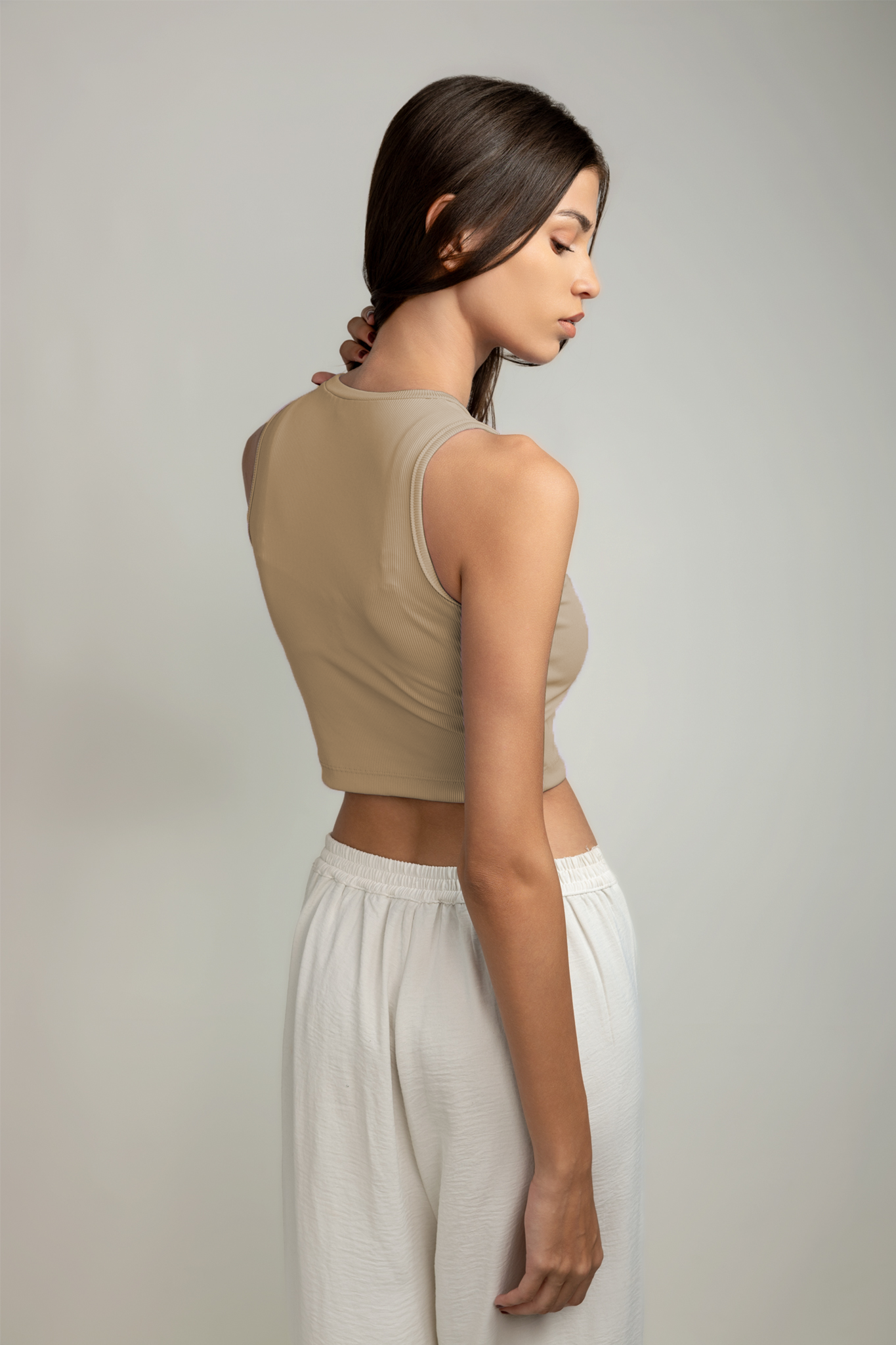 Ariana Rib Tank Top - Sandstone Beige