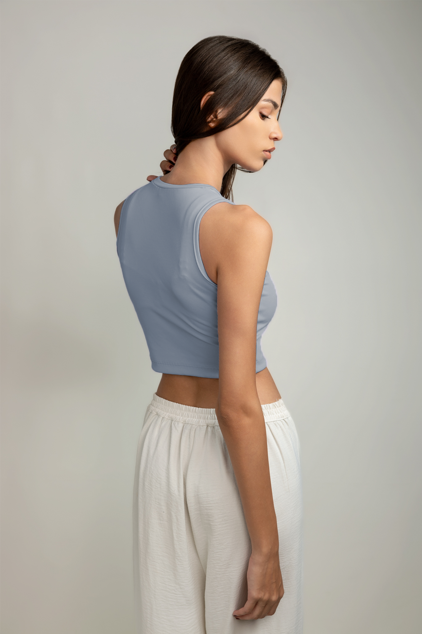 Ariana Rib Tank Top - Sky Whisper Blue