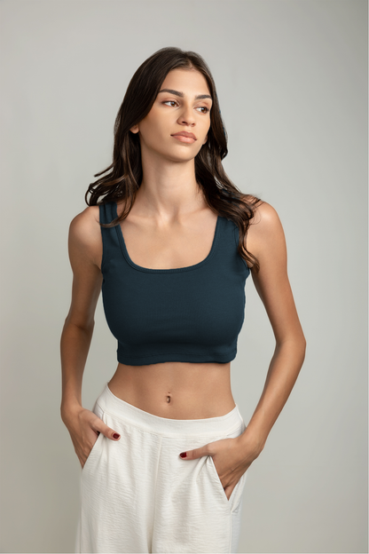 Darya Wide-strap Top - Deep Sea Green