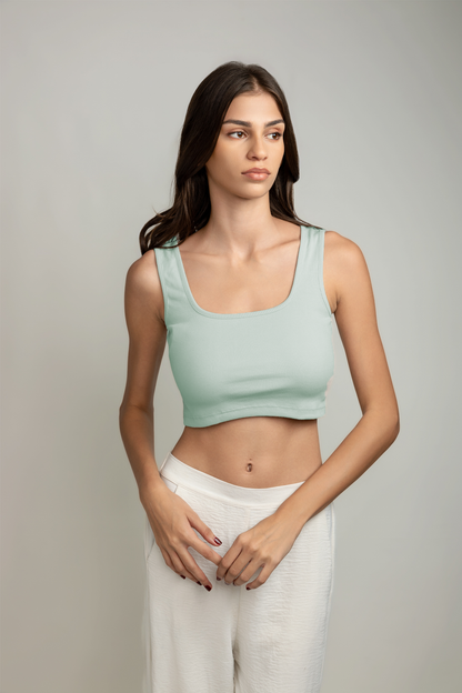 Darya Wide-strap Top - Peppermint Green