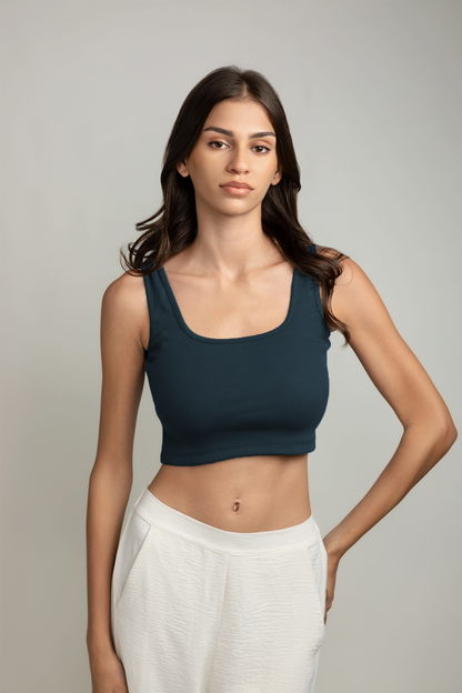 Darya Wide-strap Top - Deep Sea Green